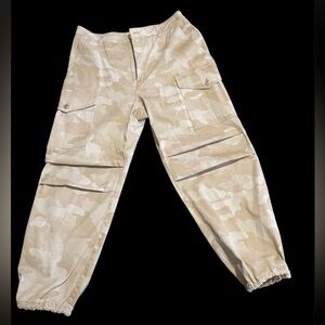 Tan army print cargo pants
